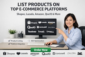 list products on shopee lazada amazon carousell qoo10 zalora taobao tsmall store