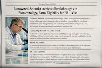 write and publish a uscis compliant eb1 media article on major media outlets