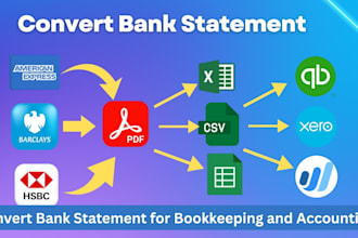 convert bank statement PDF to excel, CSV for bookkeeping