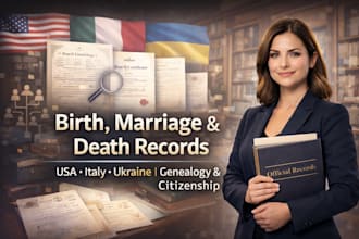 do genealogy, obtain birth, death, marriage certificates in USA, ukraine, italy