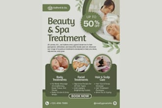 design professional spa, beauty salon, massage therapy flyer and menu design
