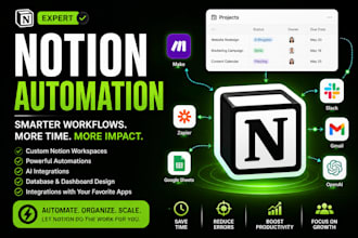 build custom notion automation workflows, dashboards, CRM, and ai systems