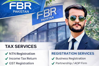 do pakistan tax filling, sales tax, ntn, fbr and secp compliance