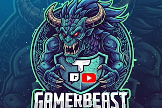 do monster mascot logo for twitch esports youtube branding