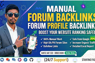 create high authority forum backlinks and social networks SEO link building