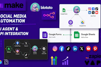 do social media automation, ai chatbot with make, n8n ai agent, ai receptionist