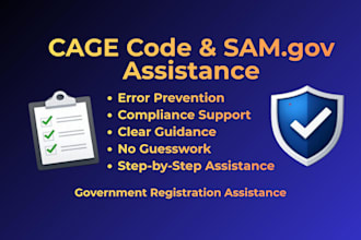 assist with cage code and samgov registration for government contracting
