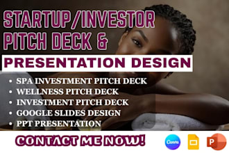 design a wellness spa investment deck, startup pitch deck and detox brand deck