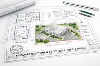 pe stamped architectural, floor plan, and site plan drawings for north carolina