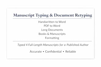 type and format full manuscripts into word