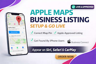 set up a live apple maps business listing via apple business connect