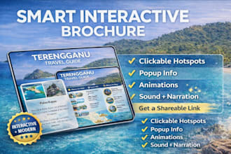 design an interactive HTML brochure with narration and mobile support