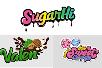 design sweets, chocolate, candy, bakery, or food logo