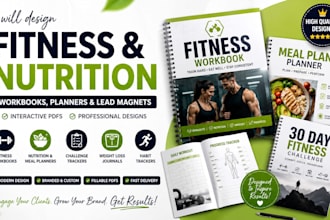 design fitness nutrition course workbook planner interactive PDF and lead magnet