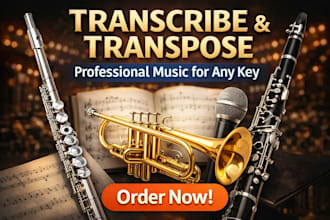 transcribe , transpose brass woodwind , or vocal music to any key professional