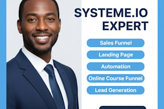 build a high converting sales funnel in systeme io, website setup, CRM software
