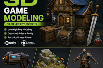 create low poly 3d models like game ready character,
