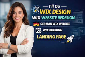 wix design, wix website redesign german wix website, wix booking, landing page