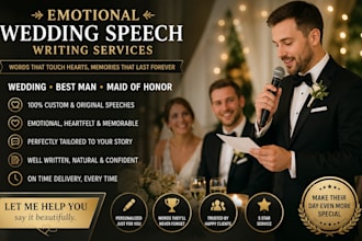 create an emotional wedding, best man, or maid of honor speech