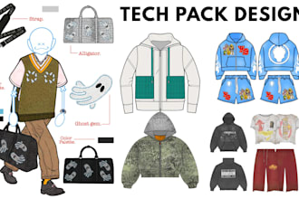 design fashion tech pack clothing tech pack apparel design streetwear tech pack