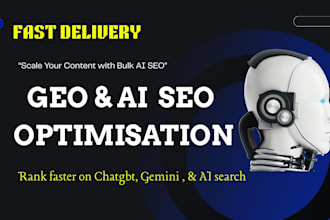 perform GEO aeo  ai seo optimization for chatgpt gemini, website and backlink