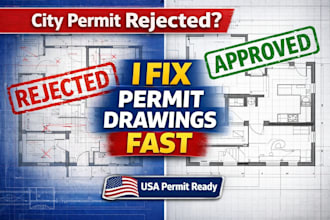 fix and revise rejected permit drawings for city approval in the USA