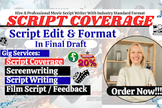 provide industry standard script coverage and screenplay notes for your script
