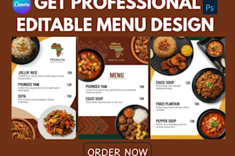 design editable restaurant menu, digital menu, price list