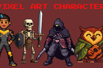 design custom pixel art character anime sprite retro avatar or game character