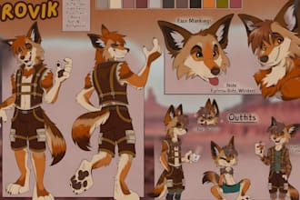 draw custom furry reference sheet furry anthro nsfw oc ref sheet for fursuit
