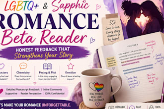 beta read your lgbtq sapphic romance manuscript to give actionable feedback