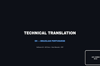 translate technical manuals, software UI and API docs to brazilian portuguese