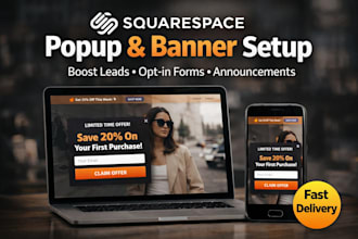 set up squarespace popup, announcement bar, option in form and lead capture
