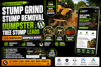 generate stump grinder, removal, dumpster, tree stump leads wordpress website
