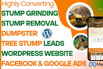 generate stump grind, stump removal, dumpster tree stump leads wordpress website