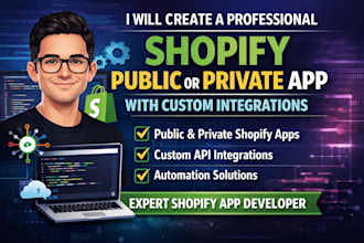 create a professional shopify public or private app with custom integrations