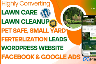 generate lawn care, lawn cleaning service, small yard, leads wordpress website