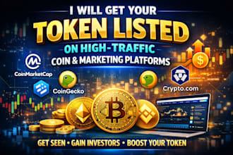get your token listed on high traffic coin and marketing for your platforms