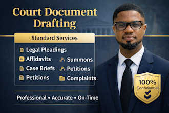 draft legal pleadings, affidavits, summons, case briefs, petitions, or complaint