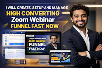 create setup and manage high converting zoom webinar funnel fast now