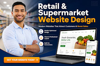 design retail stores, supermarkets, groceries, ecommerce website