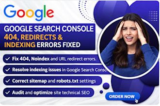 fix google search console 404 page not found noindex 301 redirect indexing error