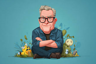 create flat funny cartoon character mascot