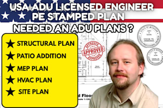 adu permit approval, patio addition,garage conversion,pe stamped,demolition plan