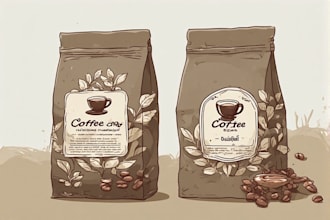 create a coffee bag, packaging and label sticker design