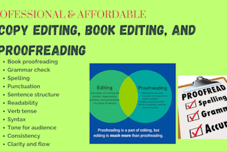 do copy editing, book editing, and book proofreading english