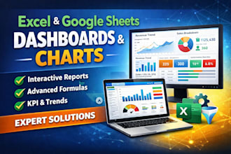 create interactive excel, google sheets dashboards, charts, advanced formulas