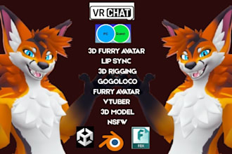 do vrchat furry avatar vrm furry nsfw 3d model fursona 3d vtuber model streaming