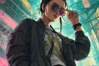 make a illustration of futuristic cyberpunk art