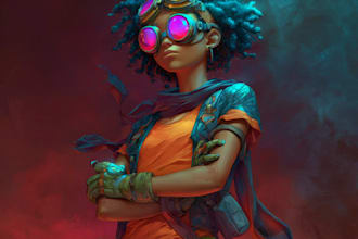 a sci fi character illustration or sci fi character